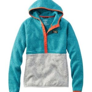 LL Bean Sweater Fleece Hooded Snap Pullover